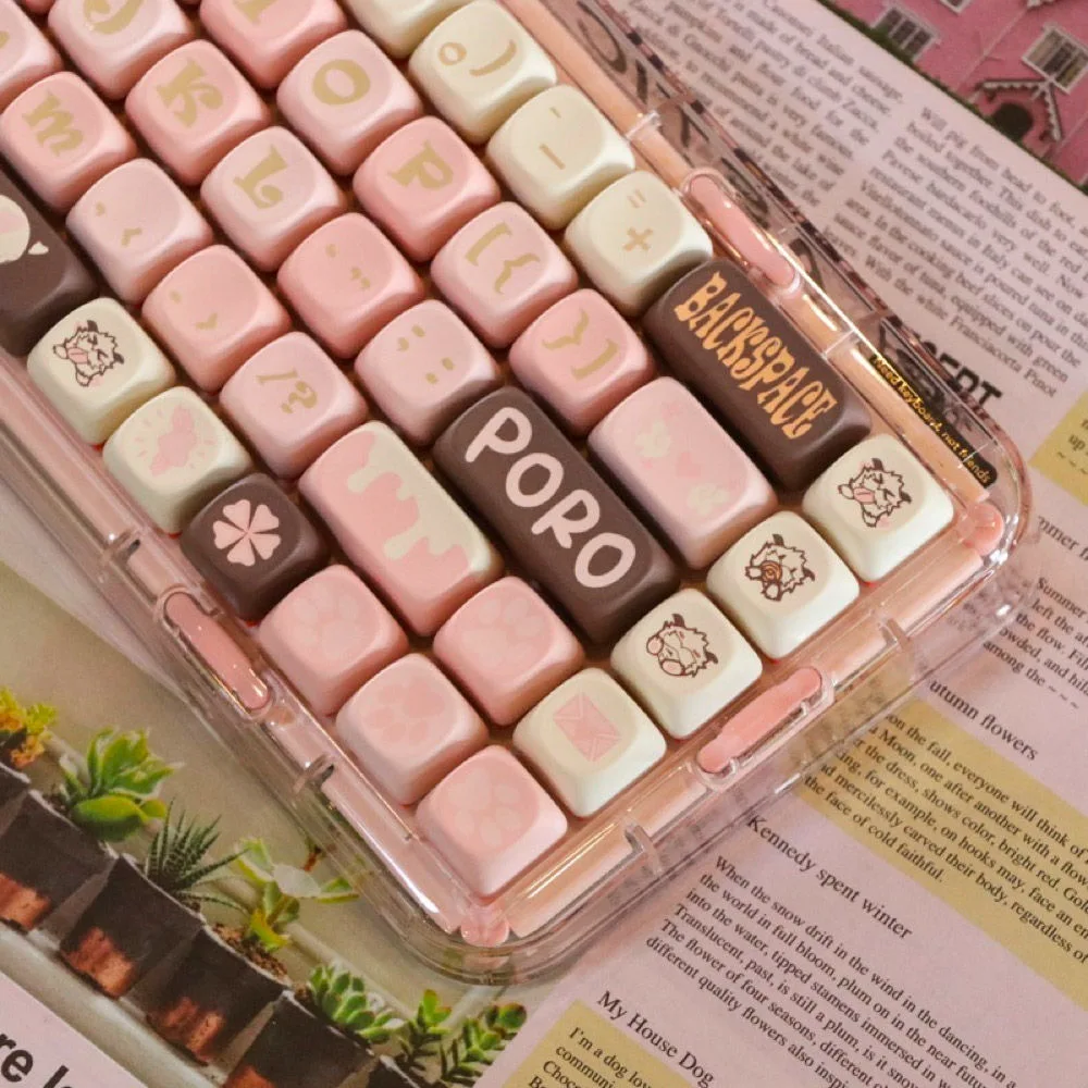 141 Keys MOA High Quality Keycaps Cute Key Cap Meow Square Thermal Sublimation Mechanical Keyboard Keyboard Accessories