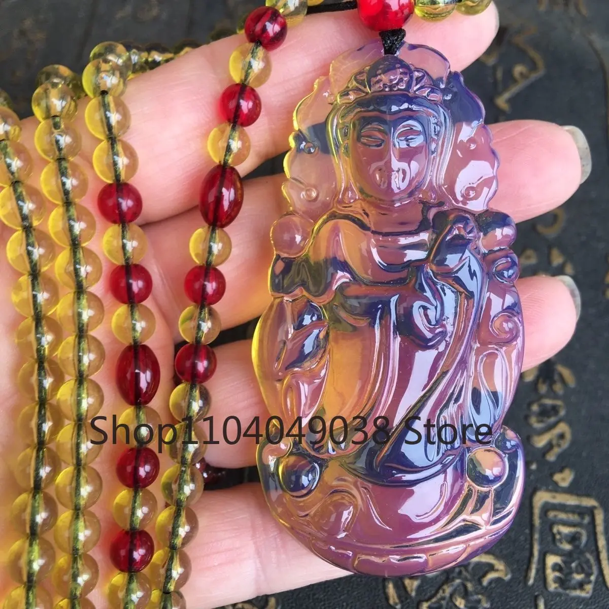 Natural Amber Beeswax Domi Pure Water Blue Persian Guanyin Maitreya Buddha Pendant Exquisite Elegant Fashion Luxury Fine Jewelry