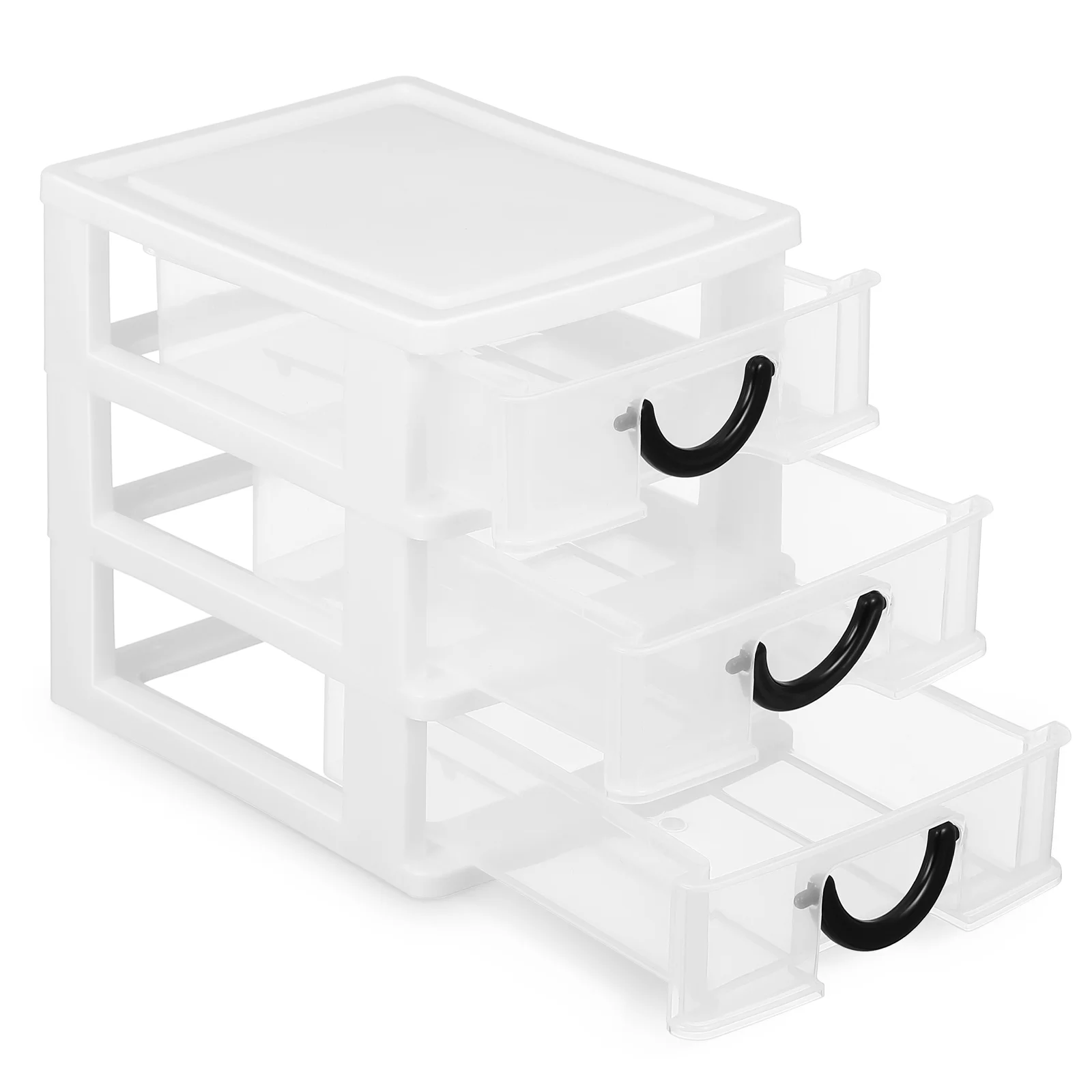 

White 3 Layers Mini Plastic Drawer Organizer Desk Storage Box Craft Supplies Cosmetics Stationery Organization Solution