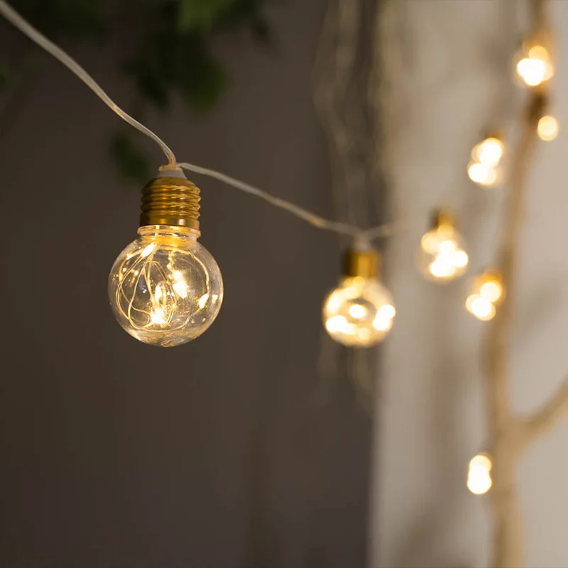 4M 10Bulbs Patio String Light Outdoor Camp Lighting Battery Power Christmas Garland String Bulbs USB Adapter Living Room Decor