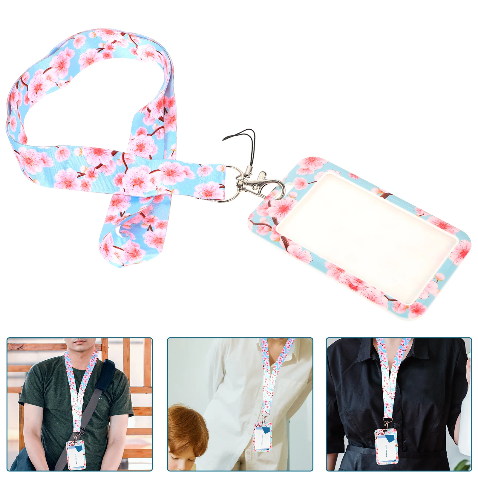 

Portable Card Holder Id Cards Business Student Transparent Plastic Cover Anti Scratch Waterproof Flower Pattern Long Use Door