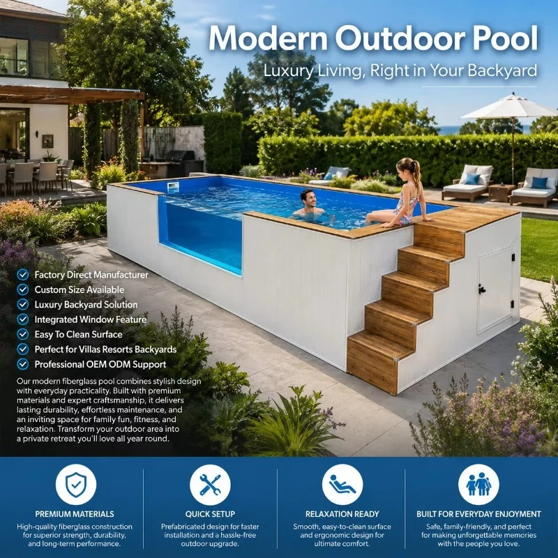 Container Plunge Pool Modern Compact Leisure Facility Boost For Small Villa Backyard Boutique Homestay And Private Terrace