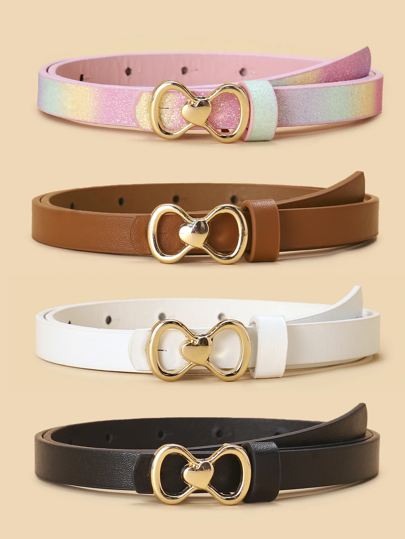 1PCS A new fashion women's double circle love buckle belt high-quality pu jeans dress decorative belt all seasons universal