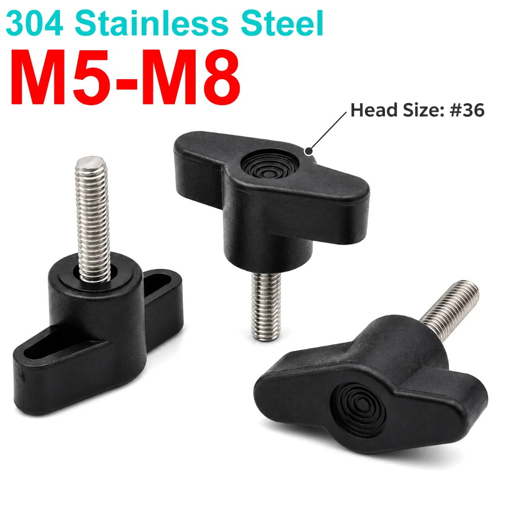 304 Stainless Steel T Handle Screws T Knob Screw Hand Tightening Clamping Bolts Male Thread for Machinery Equipment M5-M8