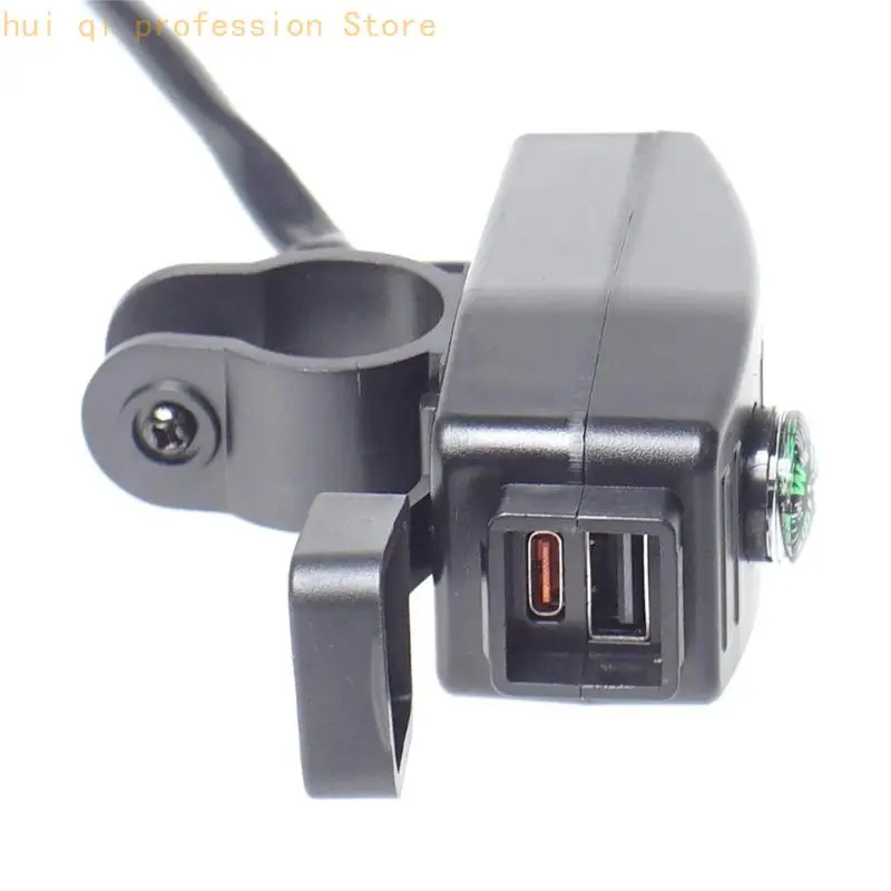 Compact Heavy Duty 5V 2.5A ABS Plastic 12.5W Fast Charging Double Port Motorcycle USB Chargers With Waterproof Design and 55Cm