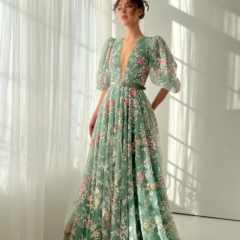 Contessa Dubai Bianco con spalle scoperte Fiori 3D Abiti da ballo Treno staccabile Personalizzato فساتmaveraة Sweep Train robes de soirée