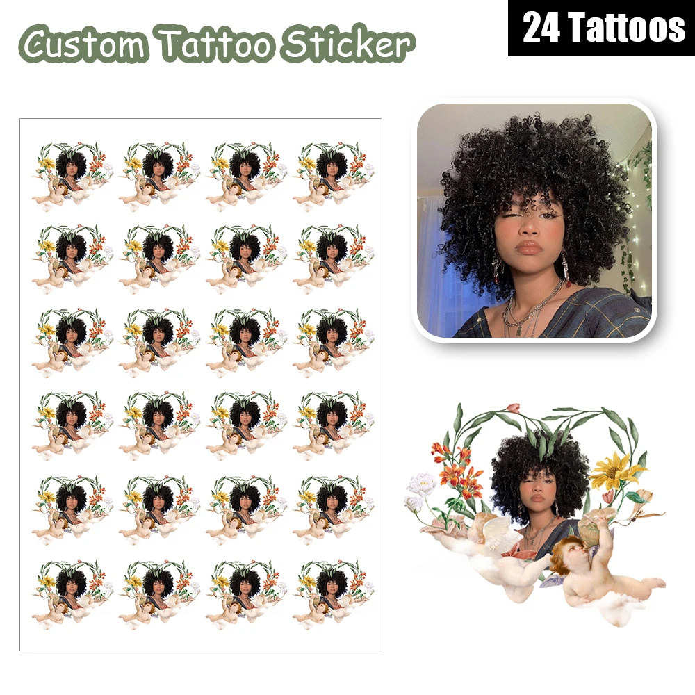 

24 Designs Summer Small Fresh Love Heart Angel Wreath Tulip Sunflower Flowers Custom Temporary Tattoos Fun Party Favor Gift