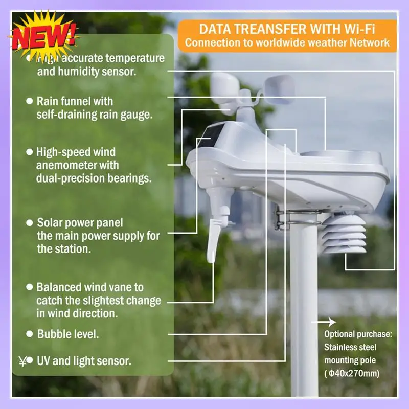 

T24C 7 In 1 Wifi Weather Station With Remote Monitoring Indoor Outdoor Temperature Humidity Light Index Forecast EU Plug