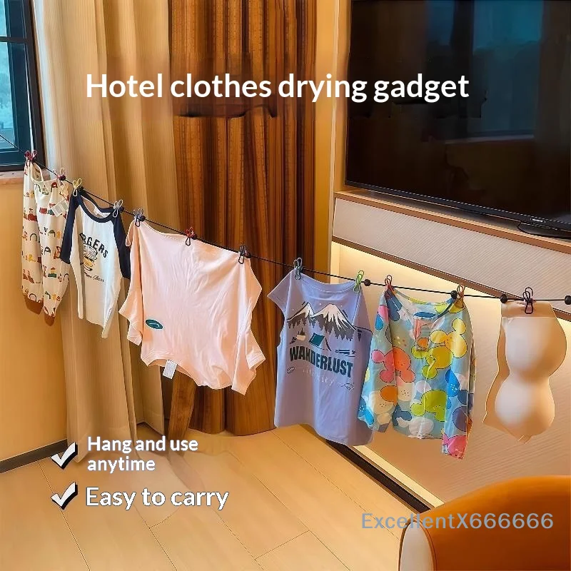 Outdoor Camping Bathroom - Elastic Clothesline with Clips 1.8M Waterproof
