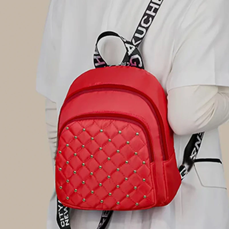 Chic Stylish Studded Backpack Multi-Color Quilted Adjustable-Strap Lightweight for Daily Commute Casual Functional Stylish Bag
