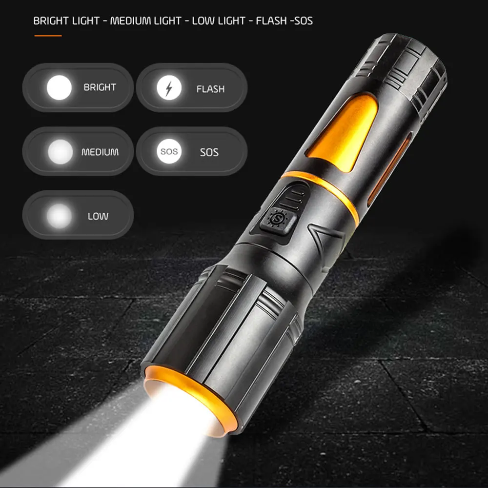 New Spotlight LED Flashlight Spotlight Long Range Wick Torch For Outdoor Camping Fishing