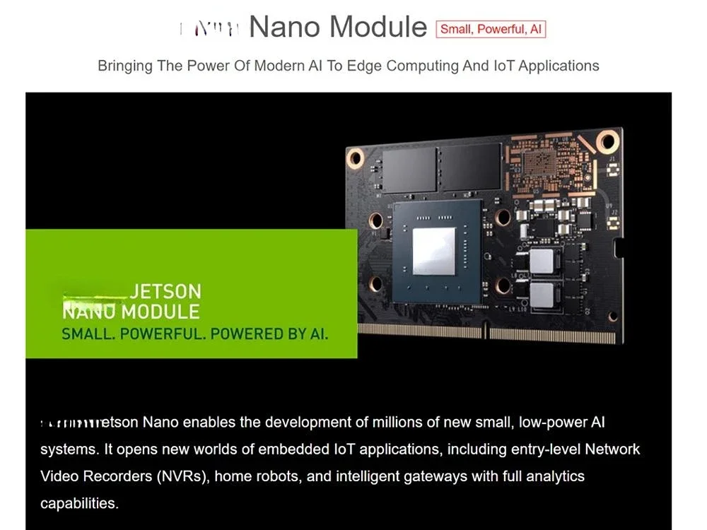 Nano Module (B01), Production-ready AI System on Module (SOM), with 16GB EMMC