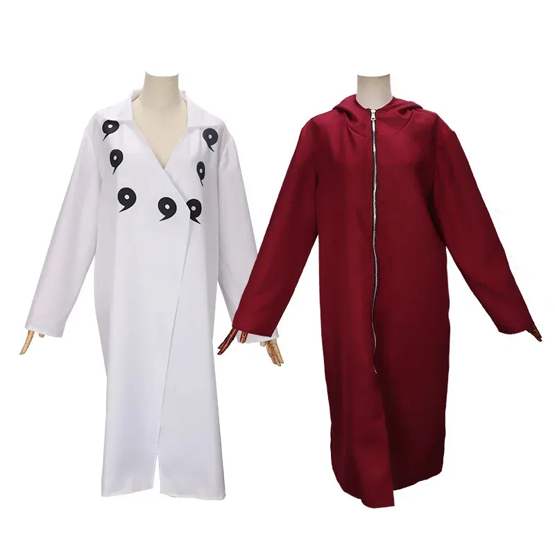 

CyYakushi Kabuto cosplay Anime Rikudou Rikudo Sennin Cosplay Costume White Red Cloak halloween hooded cape