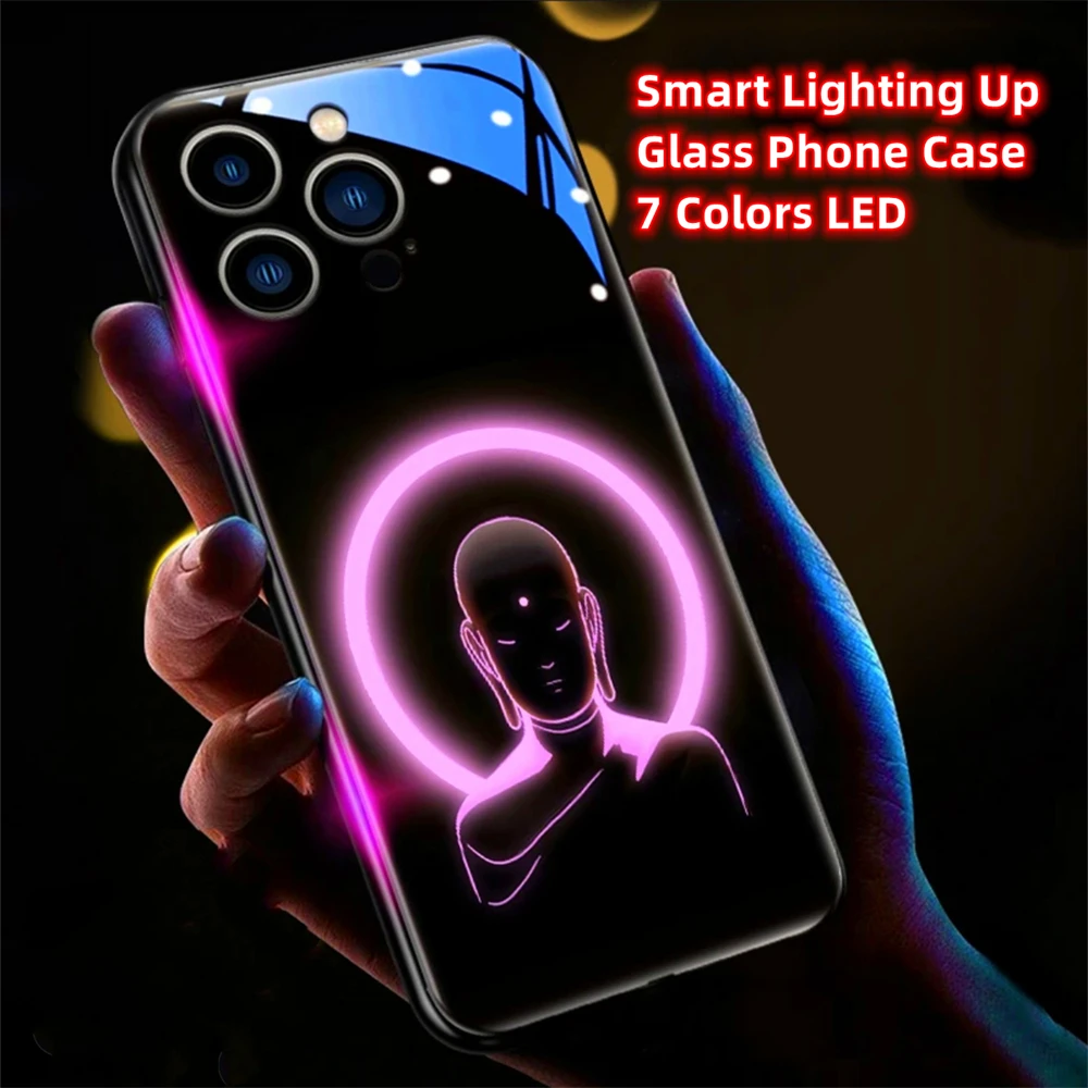 Buddhaland Gleams Design Schallgesteuerte LED-Blitzhüllen Leuchtende Glasabdeckung für Samsung S26 S25 S24 S23 S22 S21 FE Plus Ultra – Detail 15