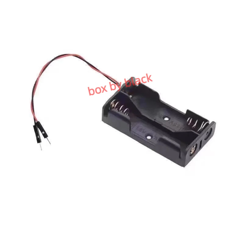 50pcs/lot 2 AA battery holder case cover DIY power box with DuPont Male Femal connectors cable plug cord Wholesale