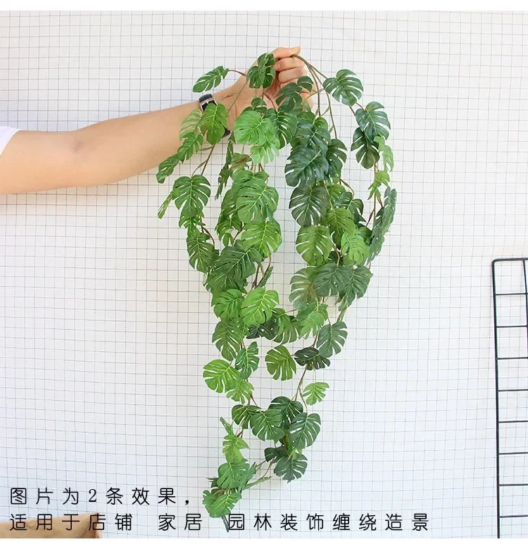 

4Pc/lot Artificial Turtle Leaf Rattan Fake Green Plant Vines Wall Hanging for Home Garden Wedding Event Decor Hanging Ornaments