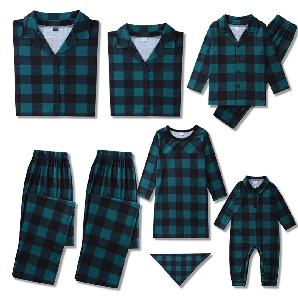 2024 New Family Matching Pajamas Plaid Print Cotton Mother Father Baby Kids Cute and Cosy Christmas Family Matching Clothes