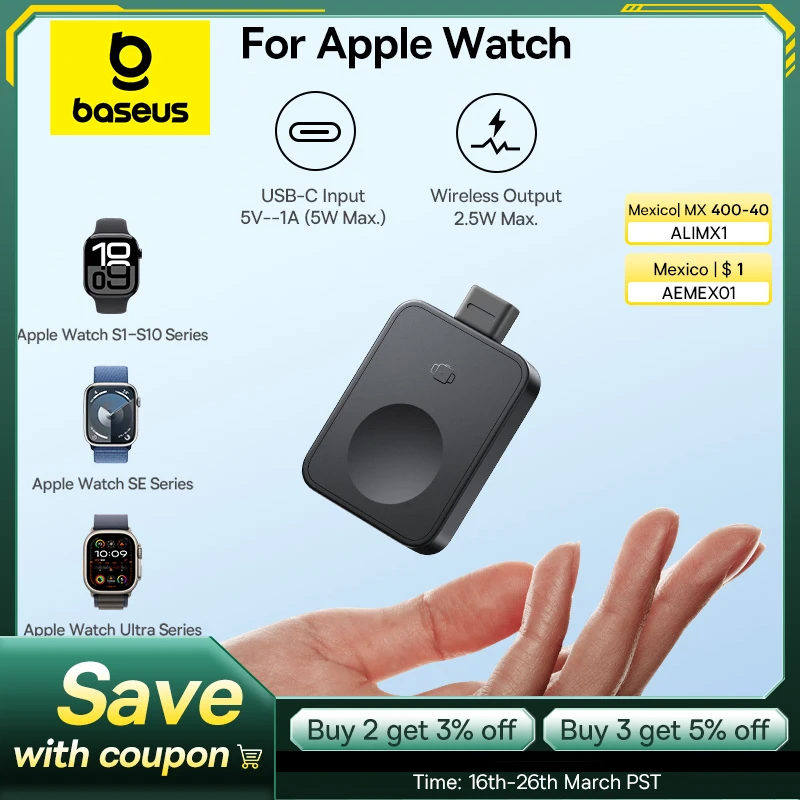 Baseus MagPro Magnetic Wireless Charger for E-Watch 2.5W For Apple Watch S1-S10 Series SE Series  Ultra Series