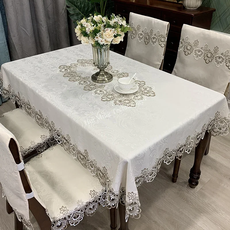 Tablecloth Rectangle Luxury Embroidery Lace Round Table Cover Flower Elegant Table JuppeTable Dining Cloth Table Flag Towels