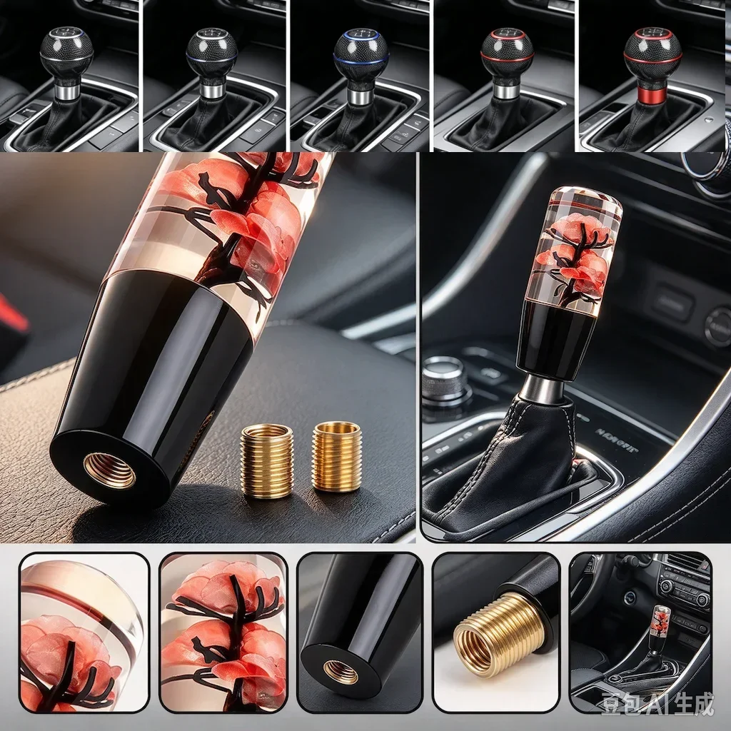 Universal Resin Ball Head Stripe Car 6 Speed Manual Gear Shift Knob Shifter Fit For Ford Mustang GT500