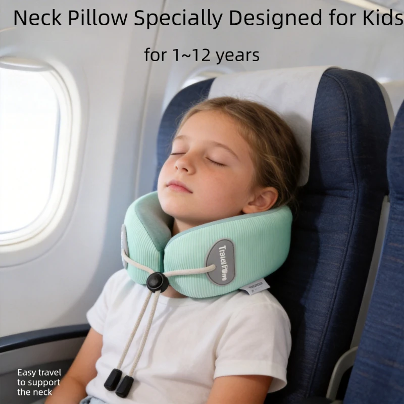 U-förmiges Memory-Schaum-Nackenkissen für Kinder, für Nickerchen und Reisen, mit langsamem Rückprall, 360° °   Stützendes Nackenkissen mit abnehmbarem Bezug für Kinder