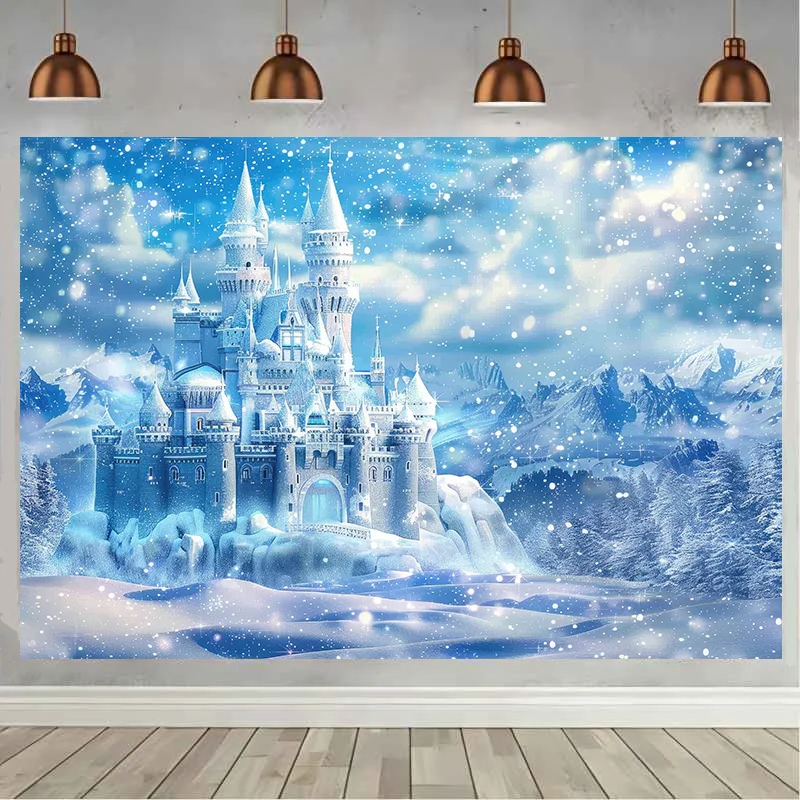Märchenschloss Party Dekor Hintergrund Traum Frozen Castle Kinder Geburtstag Baby Shower Party Banner Fotografie Hintergrund