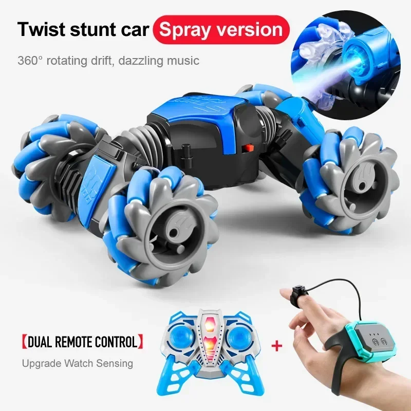 Ultimo 4WD Telecomando Stunt Car 2.4G Wireless RC Drift Car Luci a LED Orologio Sensore di gesti Rotante Giocattolo per bambini Regalo