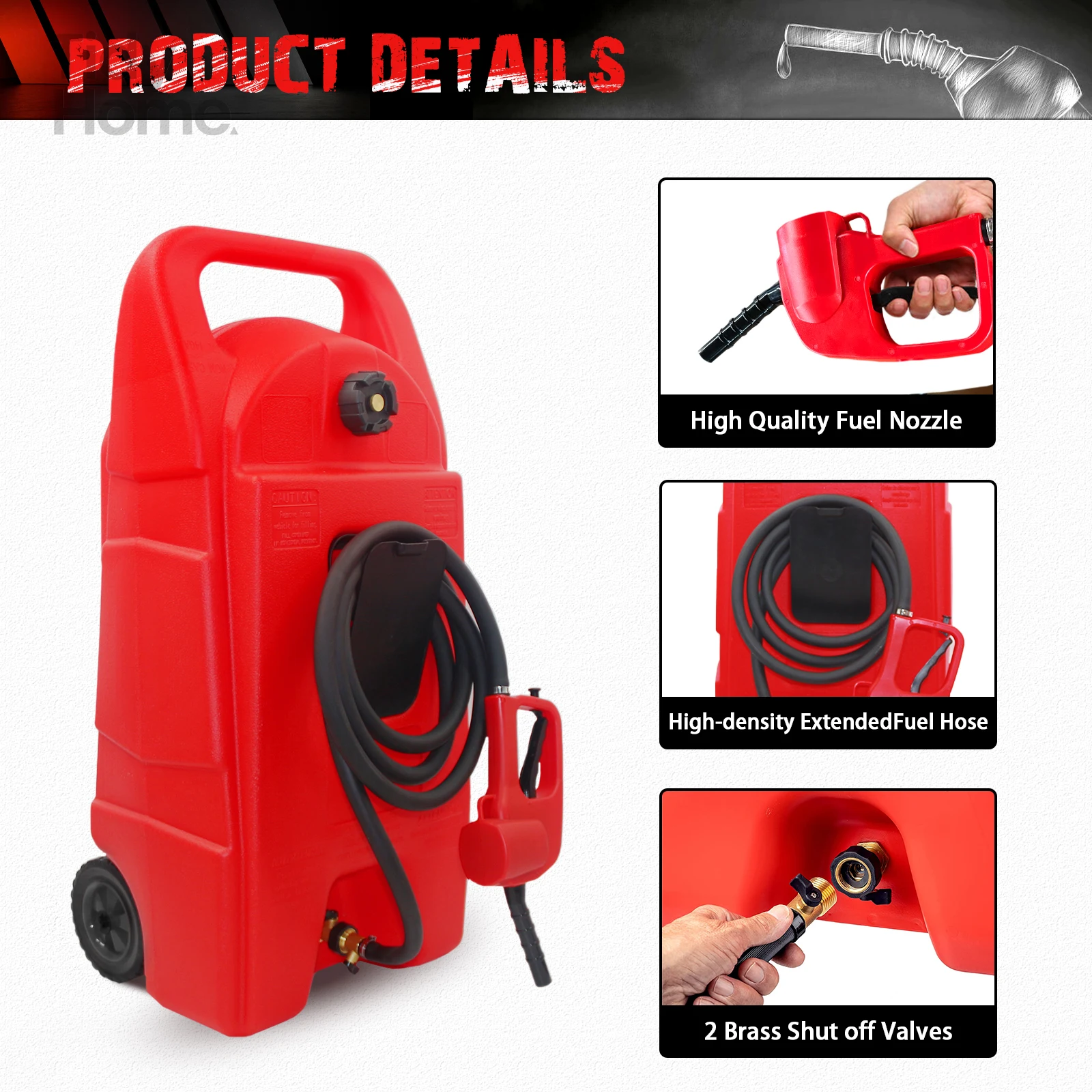 34 Gallon Gas Caddy With Wheels, Fuel Transfer Tank Gasoline Diesel Can,Fuel Storage Tank For Automobiles ATV Car Mowers Tractor