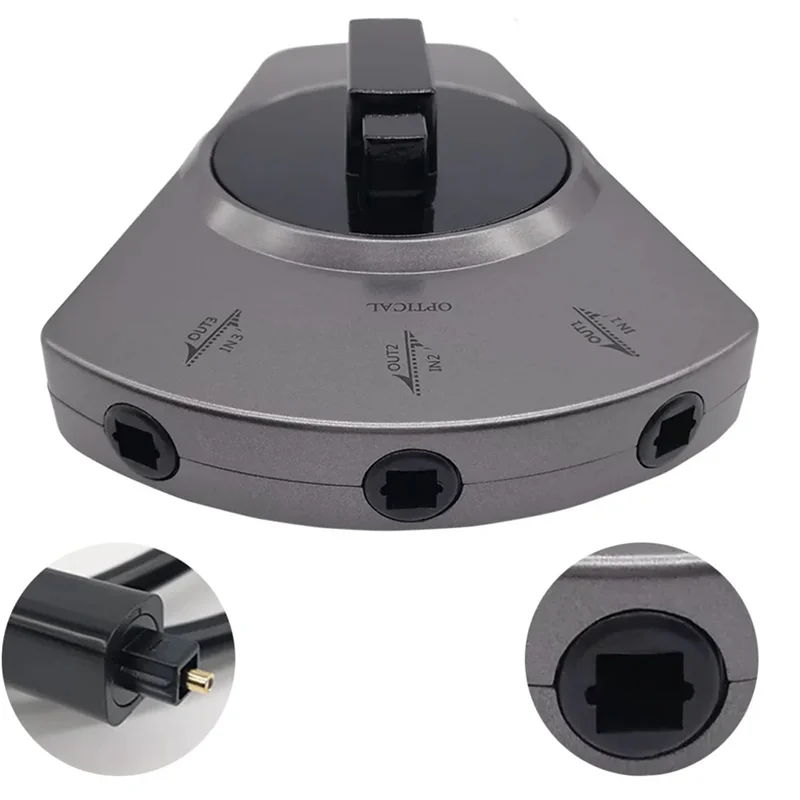 ABSQ-3-Way Digital Toslink Switch Toslink Switch Untuk Pemutar DVD CD Untuk Peralihan Audio Serat Optik