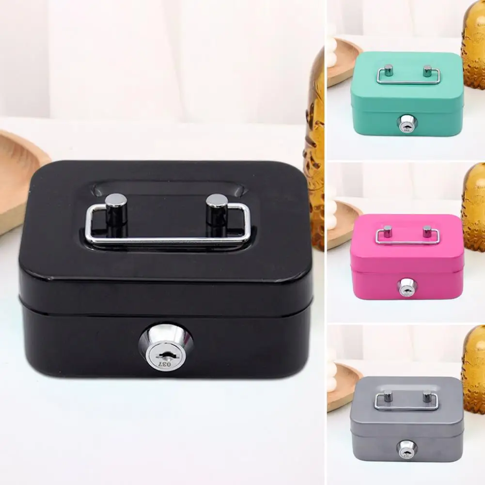 Metal Piggy Bank Portable Lockable Piggy Bank with Key Mini Cash Box Money Bank Security Lock Safe Case Coin Storage Container