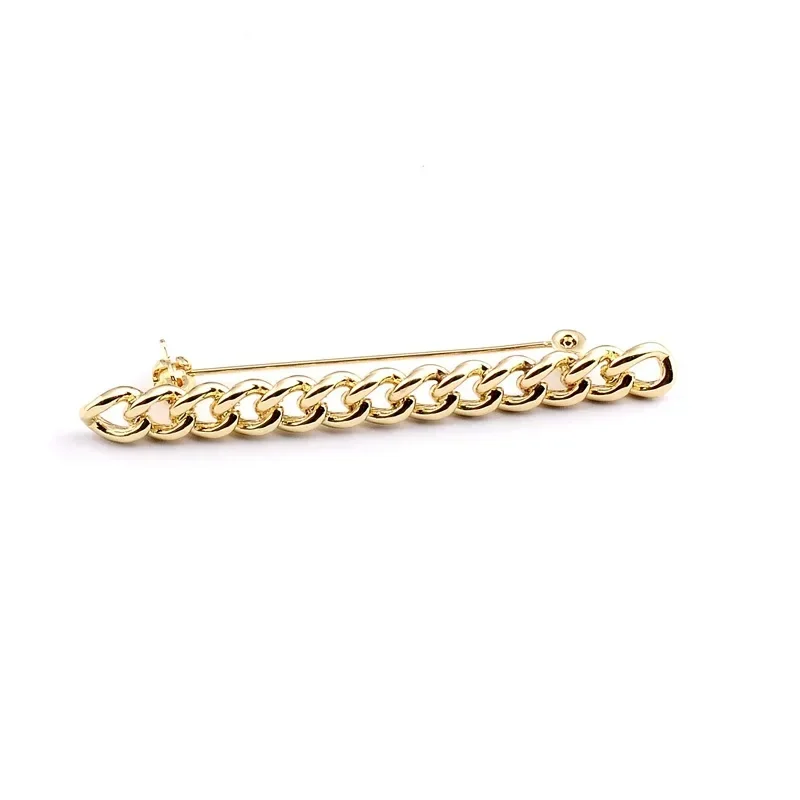 Korean Gold Color Empty Chain Brooch Jewelry Fashion Simple Buckle Lapel Pin Wedding Clothing Accessories