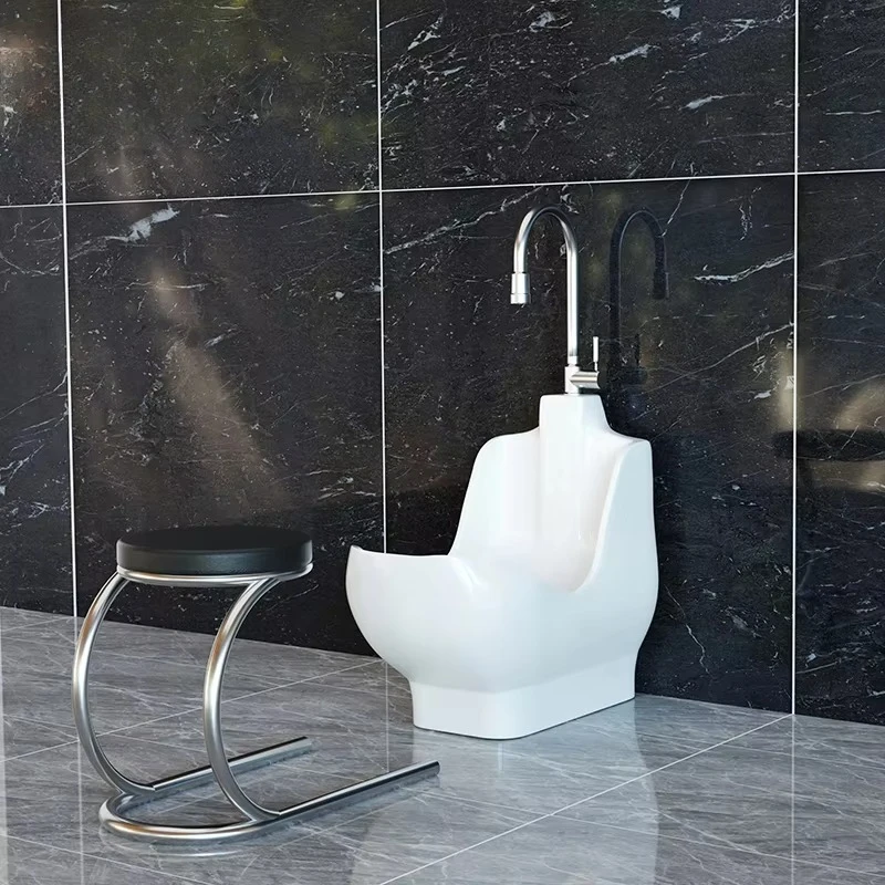 Modern Home School Bathroom Automatic Plastic Muslim Wudu Foot Washer Single Hole Faucet Installation Easy Clean Prayer Basin