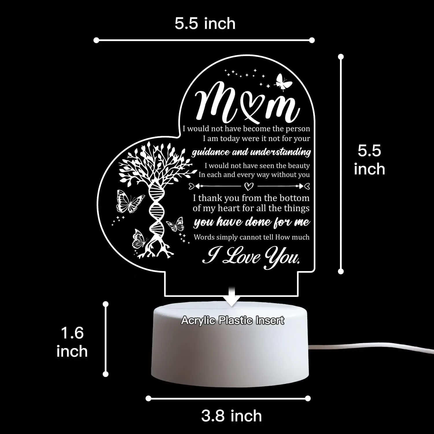 Mom Birthday Gifts Night Light, Mom Gifts For Christmas, Mother\'s Day, Birthday, Thanksgiving, Acrylic Night Lamp Gifts For Mom