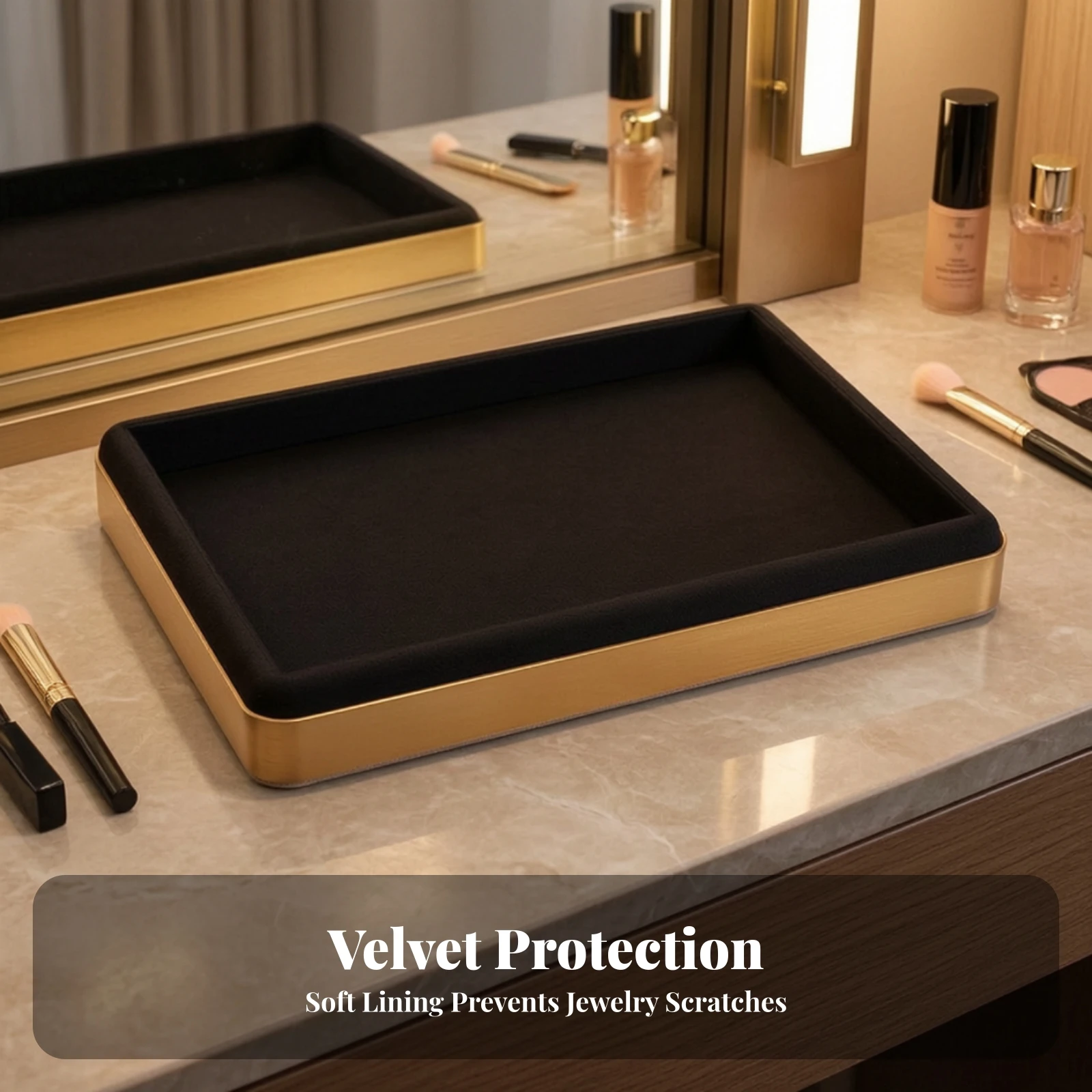 Jewelry Display Tray Soft Jewelry Tray with Padded Surface Rectangular Slim for Retailers, Showcase, Countertop