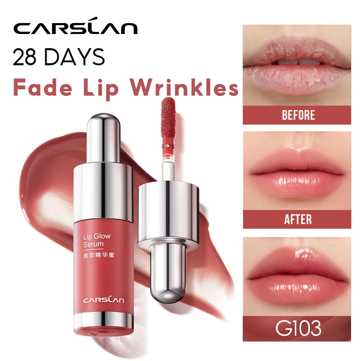 

CARSLAN Tinted Lip Glow Serum Essential oil Moisturizing Lip Glaze Plumper Mirror Water Lip Gloss Lipstick Cosmetics