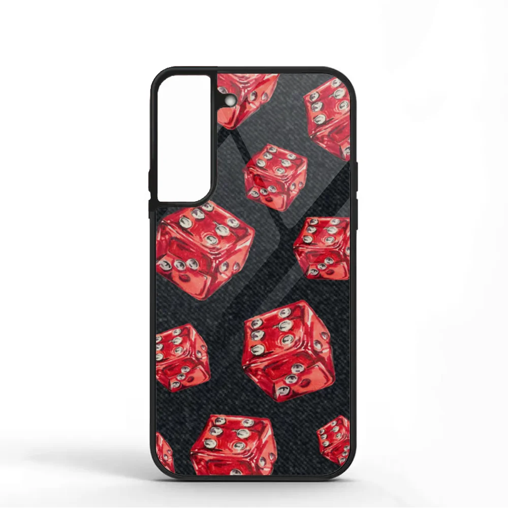 Red Dice Phone Case For Samsung S10 S20 S21 S22 S24 S30 Plus ULTRA Mirror Acrylic Cover