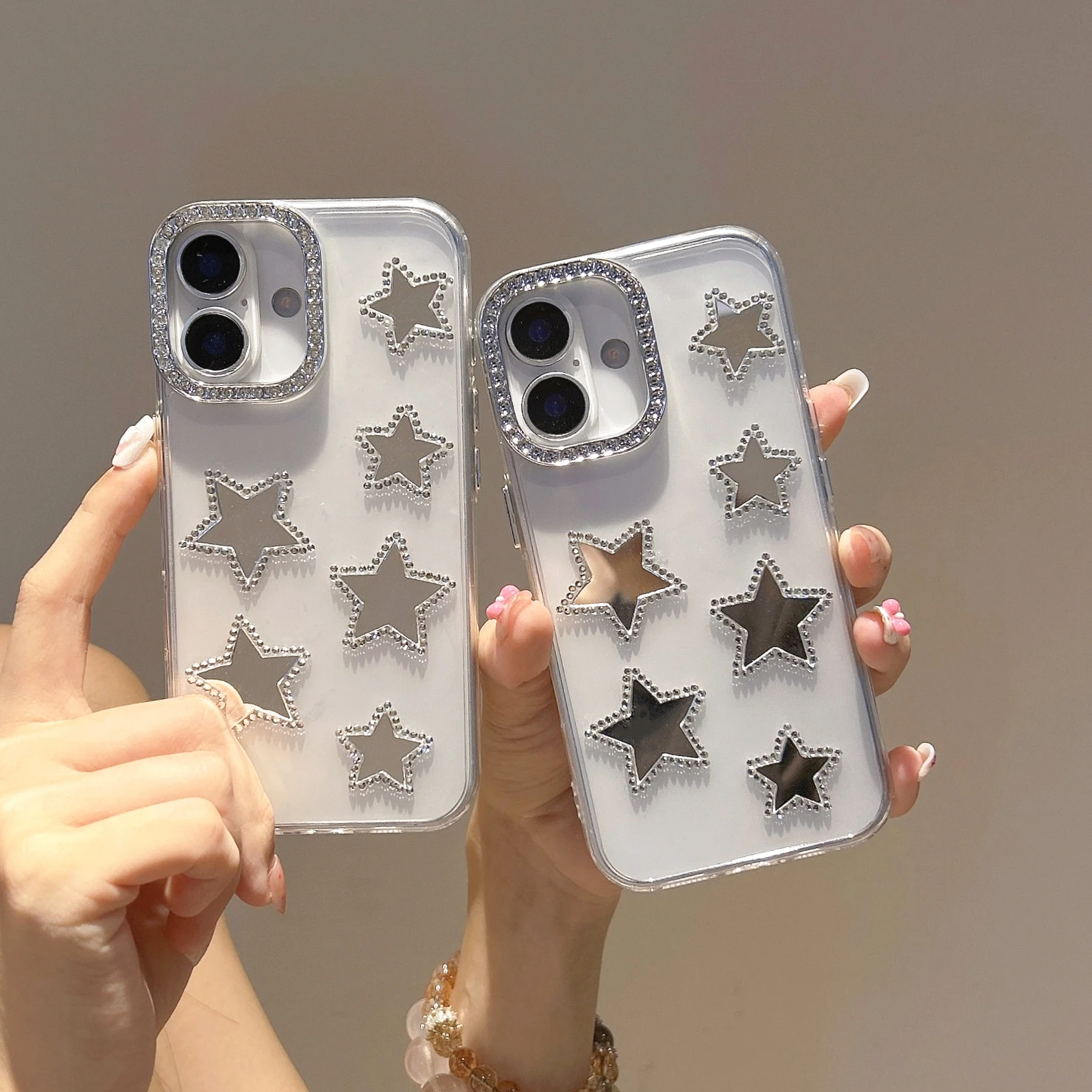 

Back Cover For IPhone 11 12 13 14 Plus 15 16 Pro Max Case Glitter Diamond Mirror Five-pointed Star Hard Pc Shockproof Phone Case