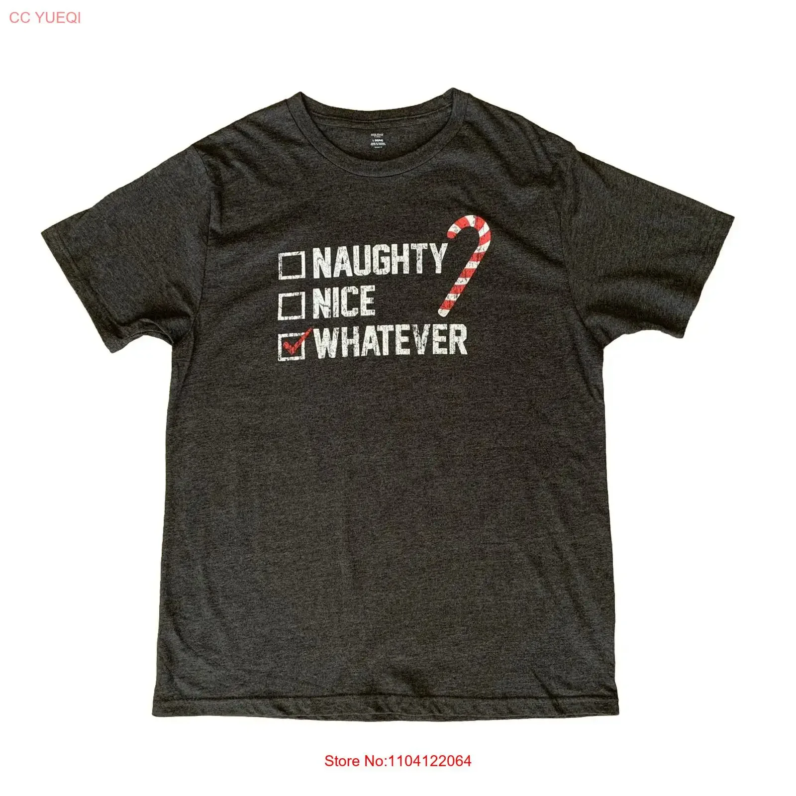 Camiseta navideña para hombre, talla grande, gris, Naughty Nice, estilo vintage, streetwear, unisex, informal, ligeramente gráfica