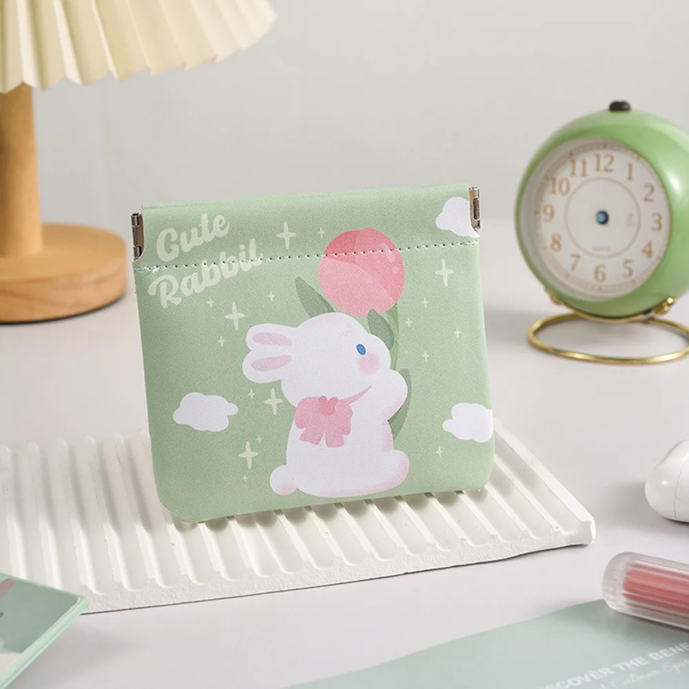 PU Lipstick Makeup Bag Cartoon Automatic Closing Cosmetic Organizer Pouch Waterproof Data Cable Storage Bag for Women Girls