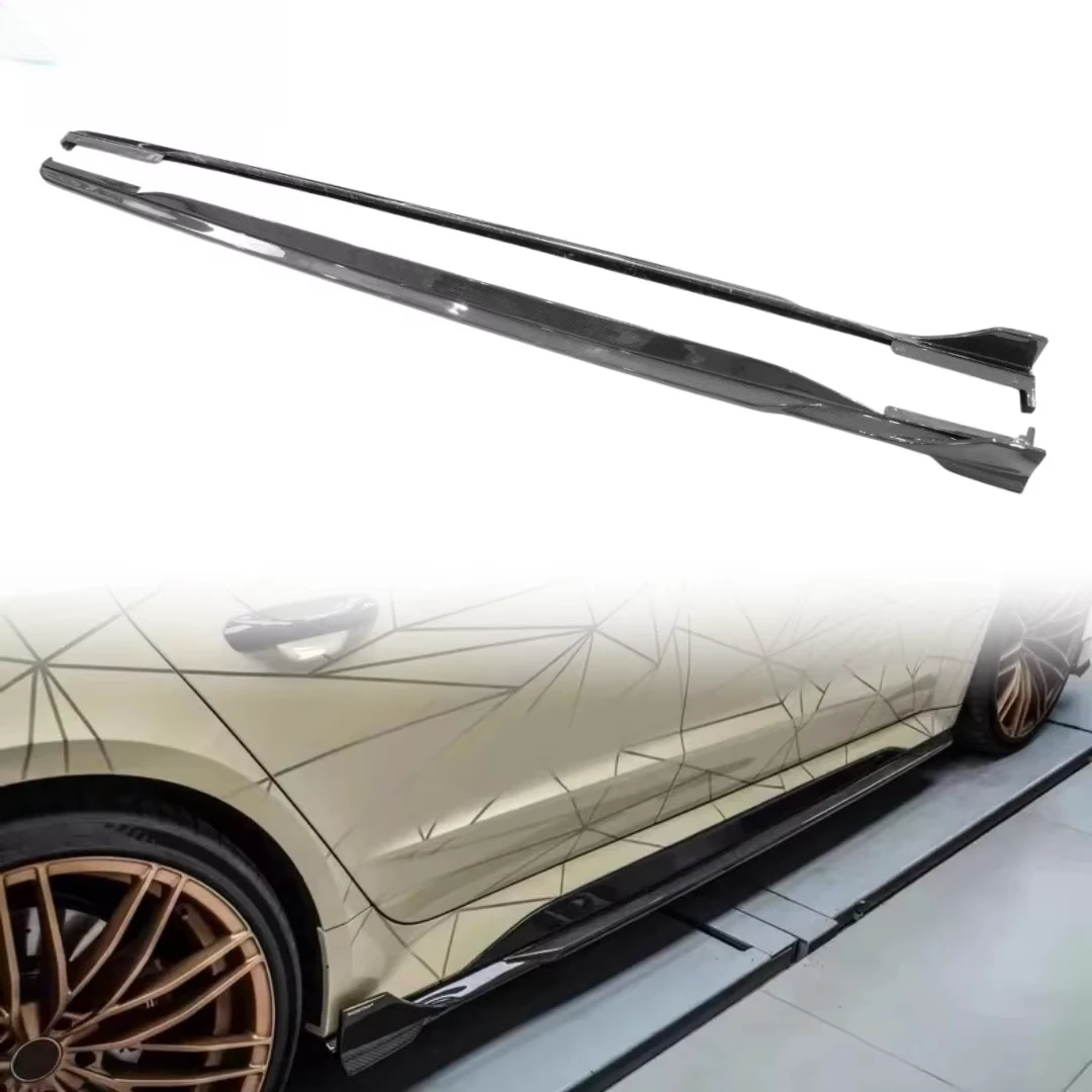 Real Carbon Fiber Side Skirts PK Style Side Bumper Lip for RS6 RS7 C8 Carbon Fiber Side Skirts Body Kit