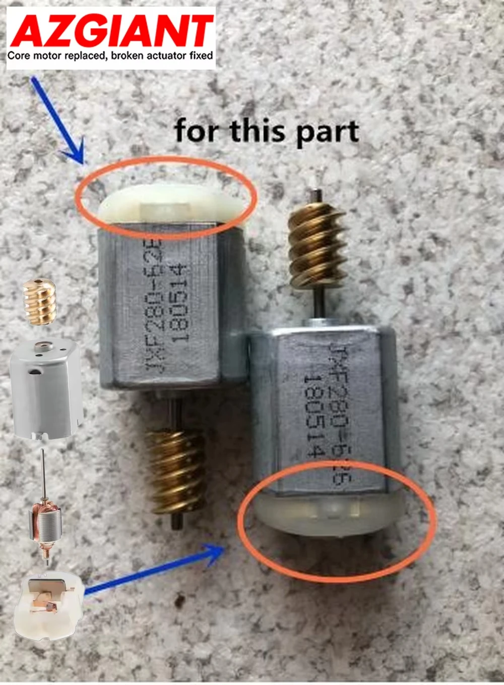 AZGIANT 1PC Universal Bearing Cover Parts Carbon Brush FC280 With PTC Central Door Lock Motor