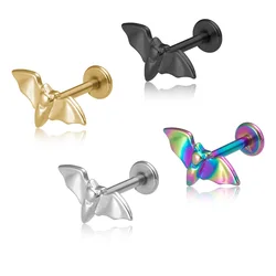 1pc Halloween Bat Labret Monroe Piercing Lip Ring Stud Stainless Steel Cartilage Tragus Helix Conch Piercing Earring Jewelry 16G