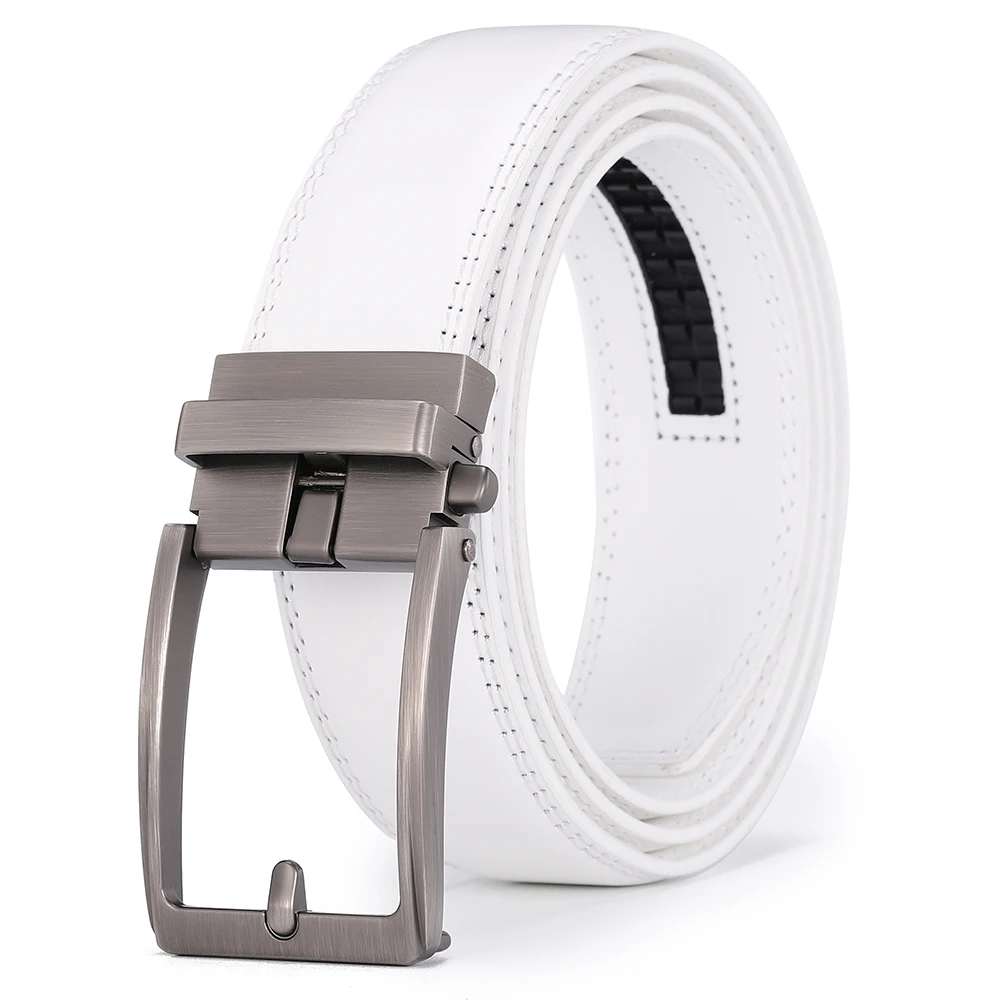 Luxury White Golf Belt for Men High Quality Leather 110-130 Plus Size Designer Business Waist Strap Cowskin Male Causal Jeans