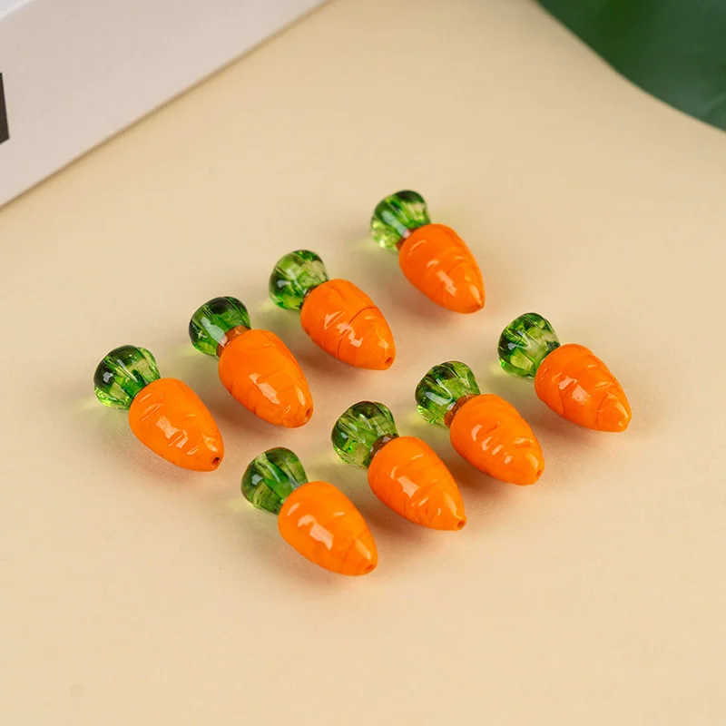 2pcs 27x11mm Orange Color Carrot Beads Lampwork Glass Fruit Beads for Jewelry Bracelet Necklace Making Craft DIY
