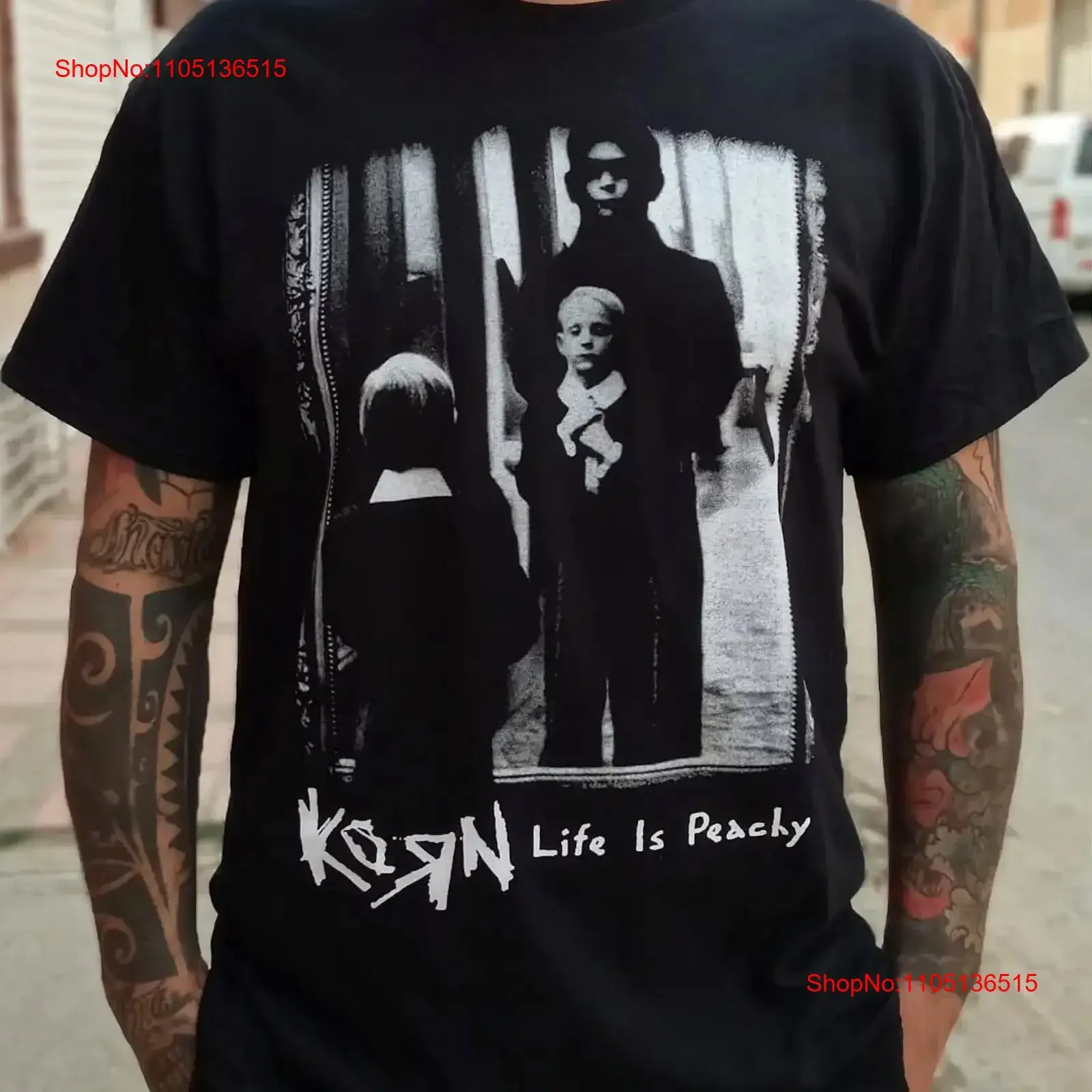 Vintage Korn Life is Peachy camiseta algodón negro talla S 5XL vintage lavado Casual transpirable gráfico homme elegante suave