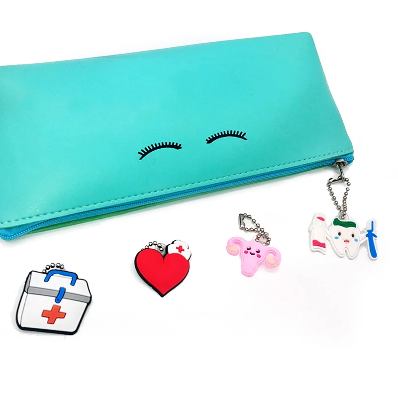 1PCS PVC Hot Sale Cute Style Medical Series Fashion Design Heart Pill Nurse Fit Key Chain Decor Charm Trinkets Handbag Pendant