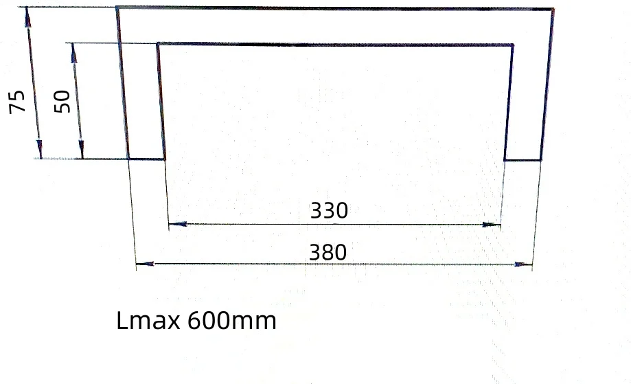 Flexible accordion bellows protection cover for cnc, 380 mm x 75 mm x Lmax 600 mm
