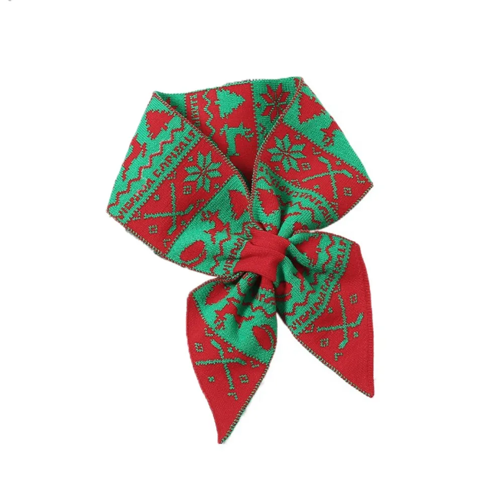 

Повседневные зимние вязаные шарфы с оленем, жаккардовый галстук-бабочка, женский шарф, сохраняющий тепло, шерстяные шейные платки в корейском стиле, подарок на Новый год