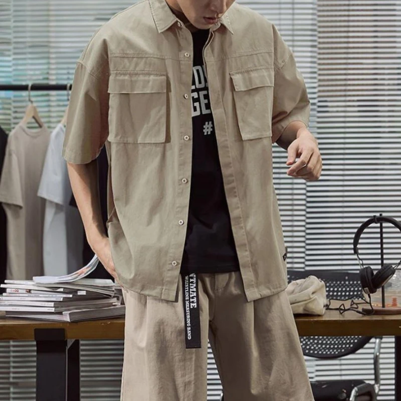 

Men's 3 Piece Set Pure Cotton Short Sleeve Shirt Plus Size Summer New Japanese Style Trendy Loose Casual Outfit