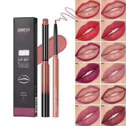 2PCs Matte Lipstick Lipliner Pen Set Velvet Lip Liner Pencil  Waterproof Contour Sexy Red Lip Stick Makeup Set For Women